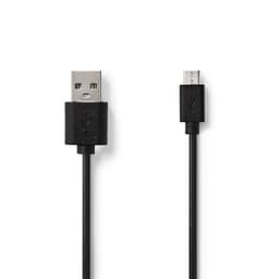 USB 2.0 Kabel, USB-A Hane - MicroUSB B Hane, 3m, Svart