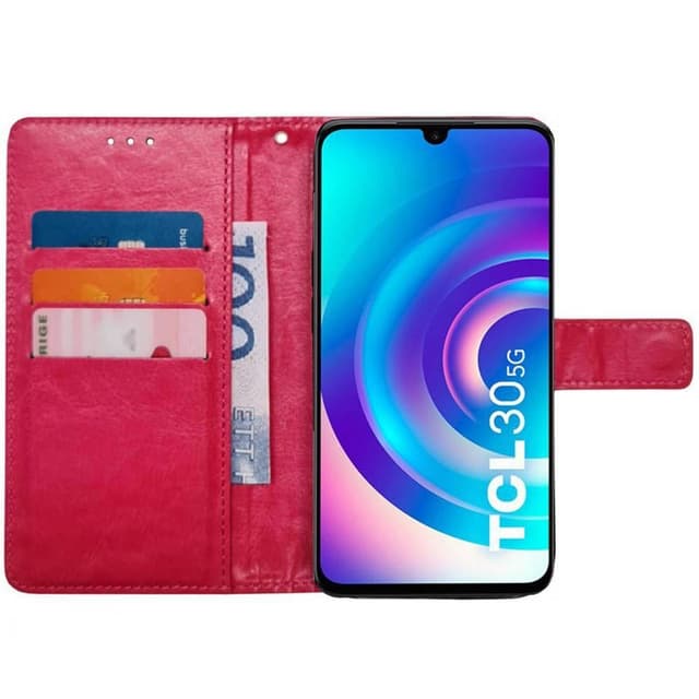 Wallet cover 3-kort TCL 30 5G - Lyserød