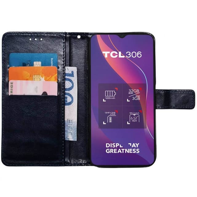 Wallet cover 3-kort TCL 306 - Mørkeblå