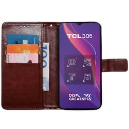 Wallet cover 3-kort TCL 306 - Brun