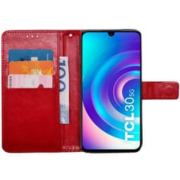 Wallet cover 3-kort TCL 30 5G - Rød