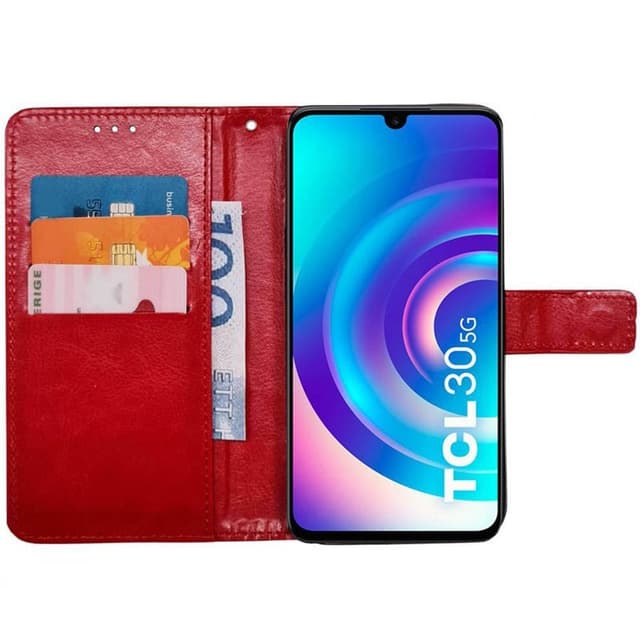 Wallet cover 3-kort TCL 30 5G - Rød