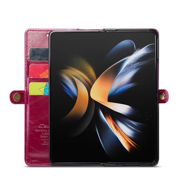 Wallet 3-kort ægte læder Samsung Galaxy Z Fold 4 - Vinrød