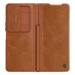 Nillkin Qin Pro kuori Samsung Galaxy Z Fold 4 - Ruskea
