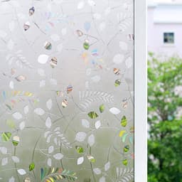 Privacy Window Film 3D Leaves Hvit 100 x 60 cm