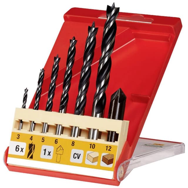 Trä-spiralborr-set 3 mm, 4 mm, 5 mm, 6 mm, 8 mm, 10 mm