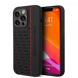 AMG iPhone 14 Pro Deksel Liquid Silicone Carbon Pattern Svart