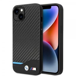 BMW iPhone 14 Plus Deksel Carbon Effect Printed Logo Svart