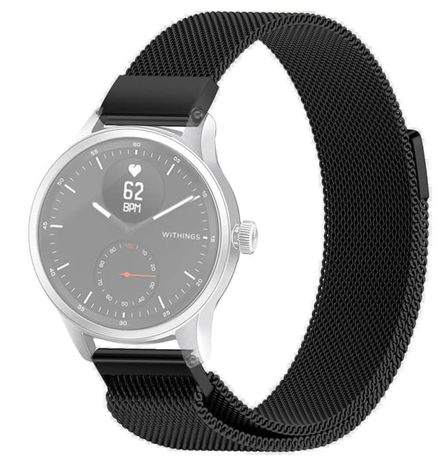 SKALO Milanese Loop to Withings ScanWatch 38mm - Musta