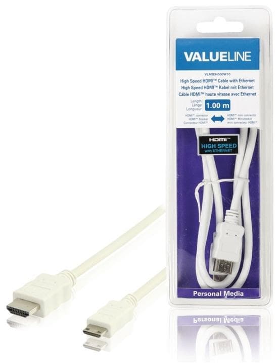 High Speed HDMI-Kabel med Ethernet HDMI Kontakt - HDMI Mini Han 1.00 m Hvit