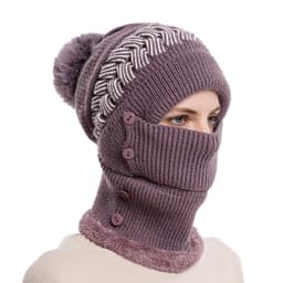 INF Vinterluer Skjerfmaske One-Piece for kvinner Lilla