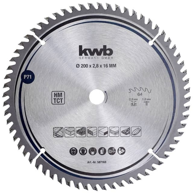 kwb 587168 Hårdmetall cirkelsågklinga 200 x 16 mm 1 st