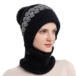 Vinterluer Skjerfmaske One-Piece for kvinner Svart
