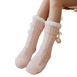 Varme tykke tøffelsokker 1 par Rosa
