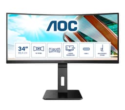 AOC CU34P2C platta pc-skärmar 86,4 cm (34") 3440 x 1440 pixlar UltraWide Quad HD LED Svart