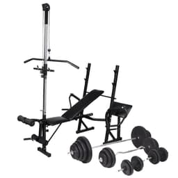 vidaXL Träningsbänk set viktställning skivstång och hantlar 120 kg