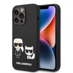 Karl Lagerfeld iPhone 14 Pro Max Deksel Liquid Silicone Karl & Choupette Svart