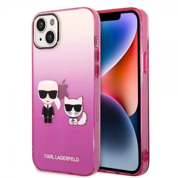 Karl Lagerfeld iPhone 14 Plus Skal Karl & Choupette Gradient Rosa