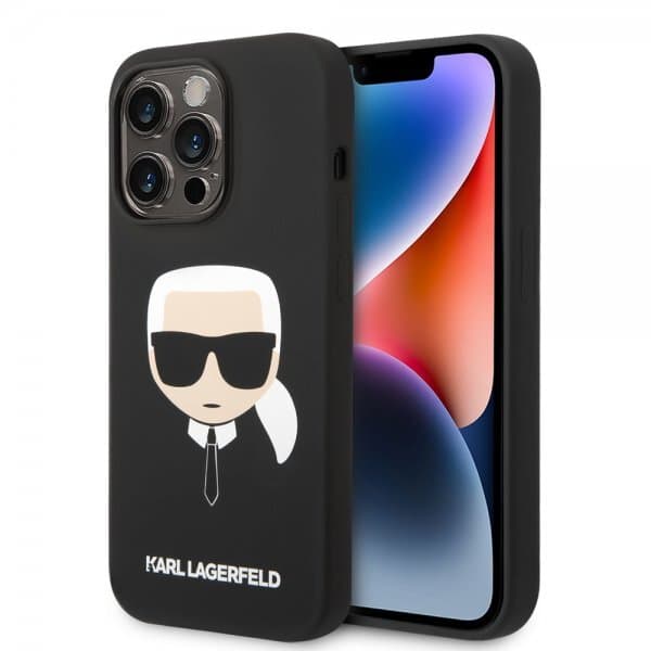 Karl Lagerfeld iPhone 14 Pro Deksel Liquid Silicone Karl Svart - Elkjøp