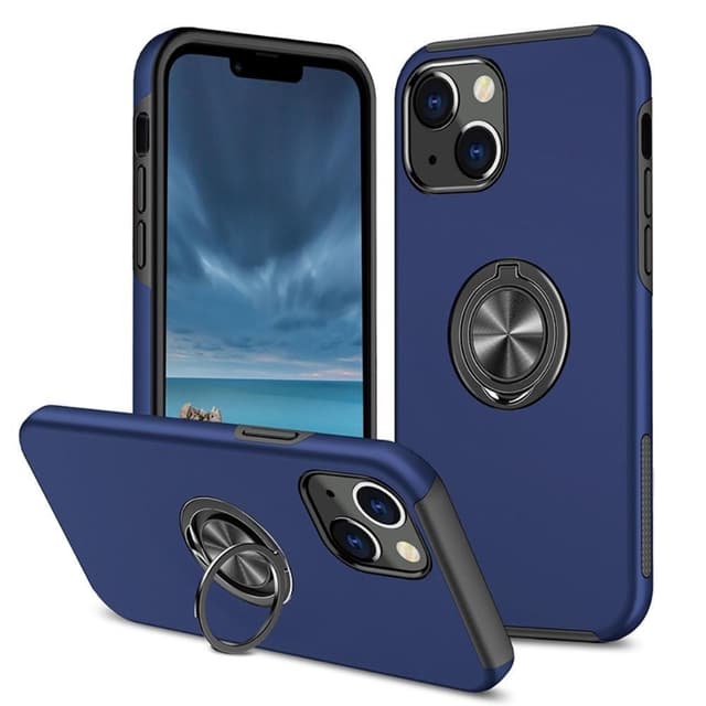 iPhone 14 Plus Hybrid skal med Finger Ring - Blå