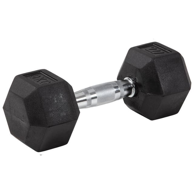 Master Fitness Master Gummi / krom hex hantel 9 kg