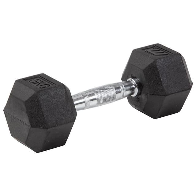 Master Fitness Master Gummi / krom hex hantel 5 kg