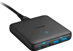 Anker PowerPort Atom III Slim väggladdare, Dubbel USB-C-portar och Dubbel USB-A-portar (65W Max), PIQ 3.0, GaN-material.