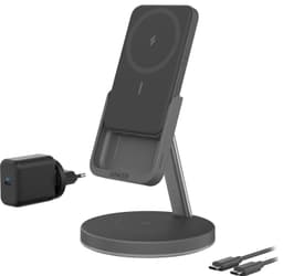 Anker PowerWave Mag-Go 2-i-1 ladestativ (sort)