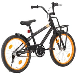 vidaXL Barncykel med frampakethållare 20 tum svart och orange