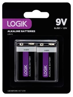 Logik alkaline 450 mAh batteri 9V - 2 stk