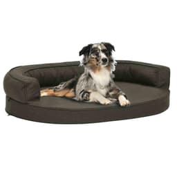 vidaXL Ergonomisk hundmadrass 75x53 cm linnelook fleece mörkgrå