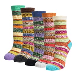 5 par strikkede sokker i flotte farver og mønstre MultiColor L Stribe