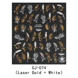 Efterår Laser Nail Art Stickers 1 ark Guld