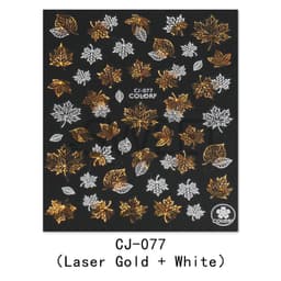 Efterår Laser Nail Art Stickers 1 ark Guld