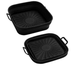 Kokoontaittuva neliön muotoinen Air Fryer silikonimuotti 17,5 cm Harmaa