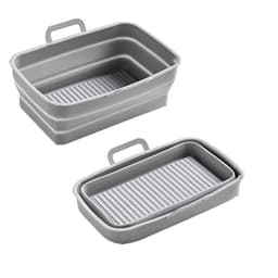 Sammenleggbar firkantet Air Fryer silikonform 19,5x12,7x7 cm Grå