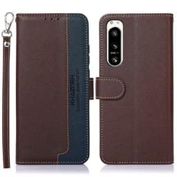 KHAZNEH Sony Xperia 5 IV Plånboksfodral Brun-Blå