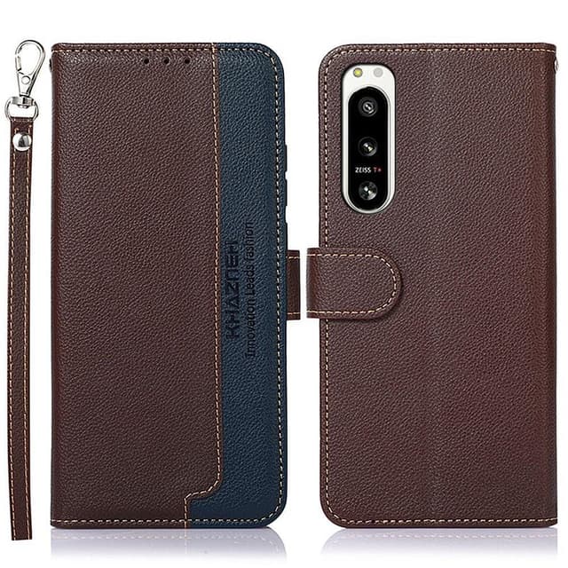 KHAZNEH Sony Xperia 5 IV Plånboksfodral Brun-Blå