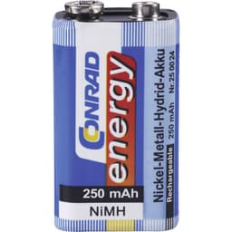 9 V-blokbatteri Conrad energy 6LR61 NiMH 8.4 V 250 mAh 1 stk