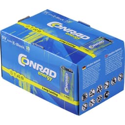 Conrad energy 6LR61 9 V-blokbatteri Alkali-mangan 9 V 10 stk