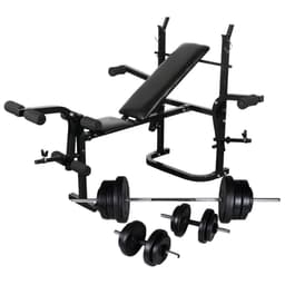 vidaXL Viktbänk set viktställning skivstång och hantlar 60,5kg