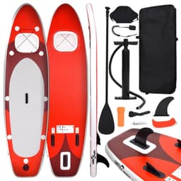 vidaXL Upplåsbar SUP-bräda set röd 300x76x10 cm