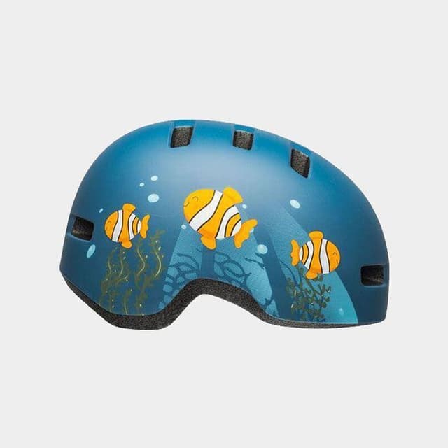 Bell Lil Ripper Matte Grey/Blue Fish, Cykelhjälm Blå Toddler