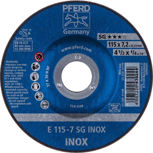 Skrubbskiva bockad 115 mm 22.23 mm PFERD Sg Inox