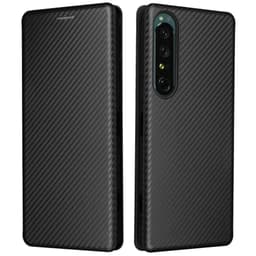 SKALO Sony Xperia 1 IV Carbon Fiber Plånboksfodral - Svart