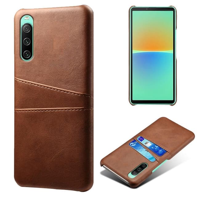 SKALO Sony Xperia 10 IV PU-nahkainen Korttikotelo - Ruskea