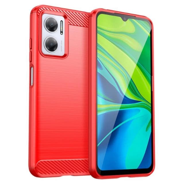 SKALO Xiaomi Redmi 10 5G Armor Carbon Stødsikker TPU-cover - Rød