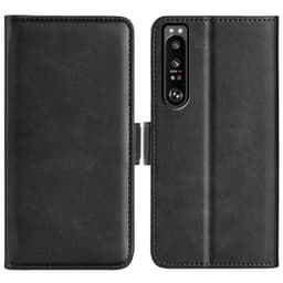 SKALO Sony Xperia 1 IV Premium Wallet Lompakkokotelo - Musta