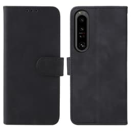 SKALO Sony Xperia 1 IV Matt PU-Läder Plånboksfodral - Svart