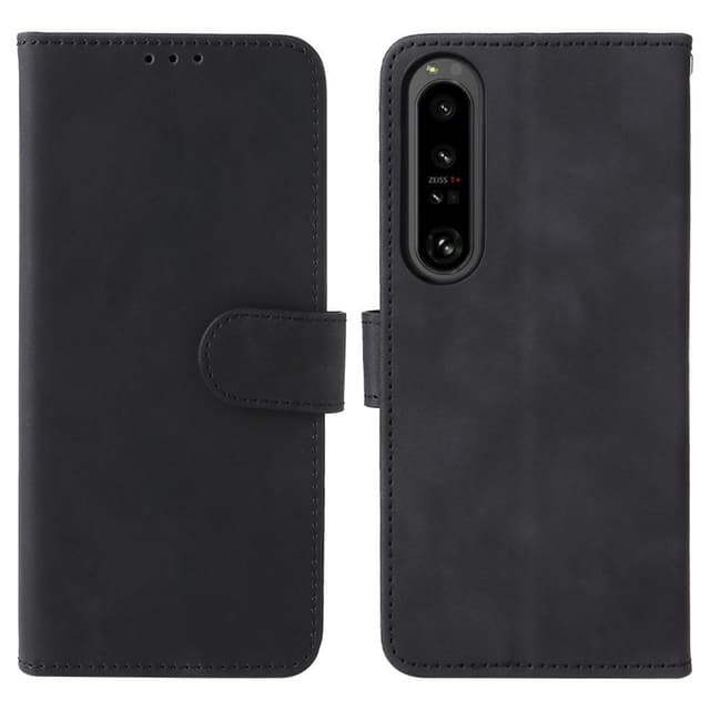 SKALO Sony Xperia 1 IV Matt PU-Läder Plånboksfodral - Svart
